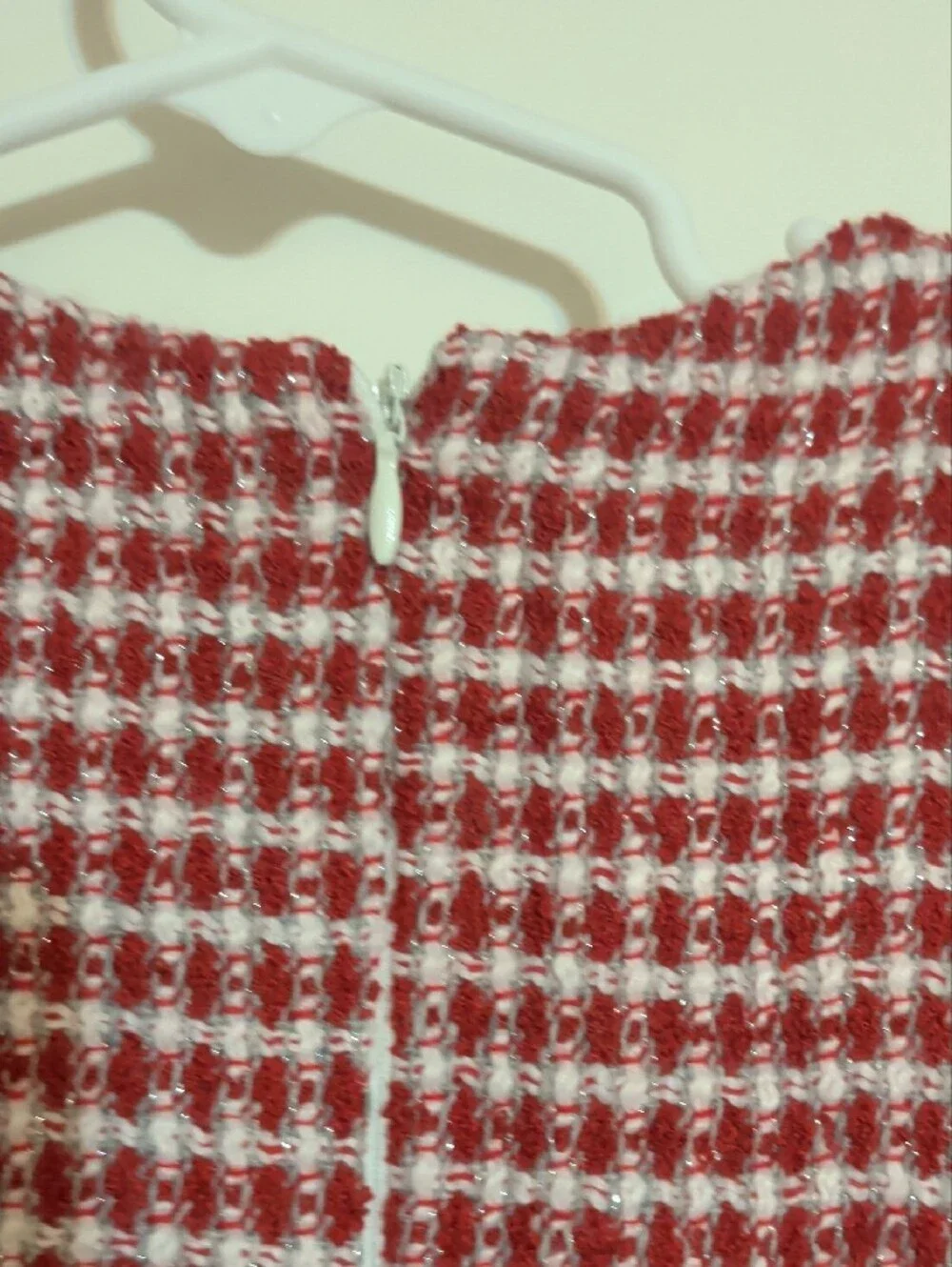 Mayoral Red and White Check Tweed Dress White Petticoat Lining